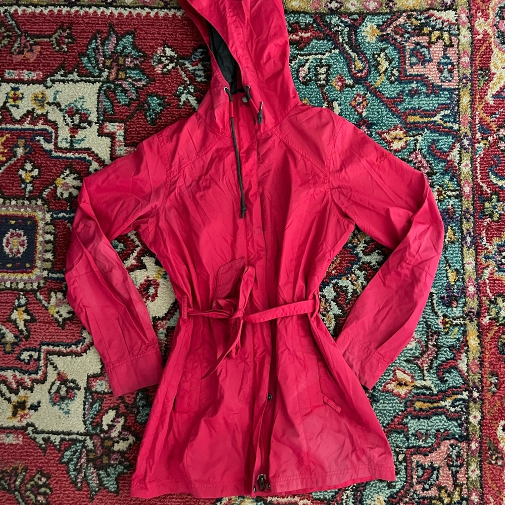 Women's Hooded Pink Lightweight Rain Jacket